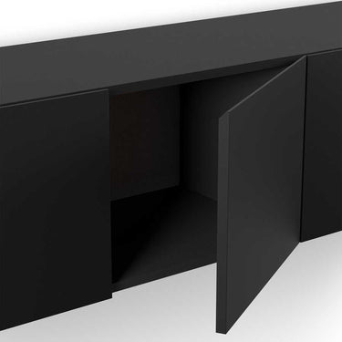 Mueble TV colgado negro Acorad con 4 puertas y diseño moderno