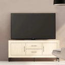Composición de salón ASTI ambiente 3 con mueble TV y vitrina moderna de cuatro puertas en madera reciclada