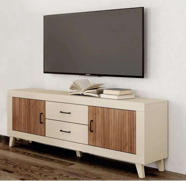 Composición de salón ASTI ambiente 3 con mueble TV y vitrina moderna de cuatro puertas