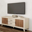 mueble tv 2 cajones y 2 puertas ASTI diseño minimalista en melamina resistente color lined