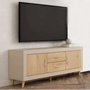 mueble tv 2 cajones y 2 puertas estilo minimalista en madera melamina resistente