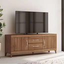 Composición de salón ASTI ambiente 3 con mueble TV y vitrina moderna en madera reciclada