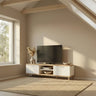 Mueble TV BOLONIA con dos huecos abiertos y dos puertas, diseño moderno y funcional adaptable a diferentes espacios.