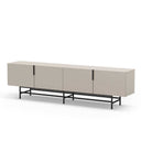 Mueble TV Eldia Perla color perla con 4 puertas y patas metálicas negras