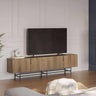 Mueble TV Eldia Roble con 4 puertas y patas metálicas negras