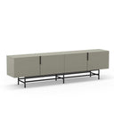 mueble tv eldlia verde moderno con cuatro puertas y patas negras