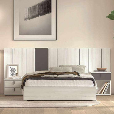 Muebles dormitorio matrimonio composición Siena con cabecero galería y mesitas asimétricas personalizables