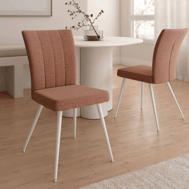 Pack 4 sillas de comedor tapizadas modelo TUCSON con patas metálicas marfil
