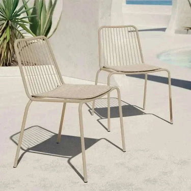 Silla de jardín AHOLA, pack 4 udes. metálicas apilables para exterior e interior