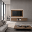 Mueble salón Tivoli compuesto por bajo TV suspendido y panel de pared minimalista y personalizable