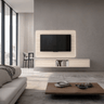 Mueble salón suspendido TIVOLI con bajo TV y panel de pared minimalista personalizado