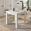 Mesa cuadrada extensible GIULA con patas cuadradas y acabado en melamina de alta calidad