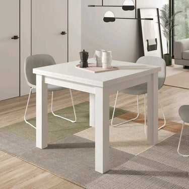Mesa cuadrada extensible GIULA con patas cuadradas y acabado en melamina de alta calidad