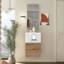 Mueble Recibidor FLORENCIA mod. 13 minimalista con espejo y módulo cerrado en colores Artisan, Blanco y Ebony.