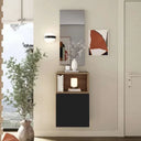 Mueble Recibidor FLORENCIA mod. 13 minimalista con módulo cerrado, abierto y espejo rectangular en colores Artisan, Blanco y Ebony.