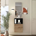 Mueble Recibidor FLORENCIA mod. 13 minimalista con espejo y módulo de puerta batiente en tonos blanco y ebony