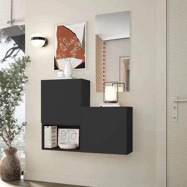Mueble recibidor FLORENCIA mod. 8 diseño contemporáneo con almacenamiento y espejo