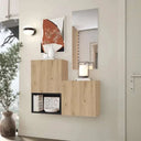 Mueble recibidor FLORENCIA mod. 8 diseño contemporáneo con módulos y espejo para entrada organizada