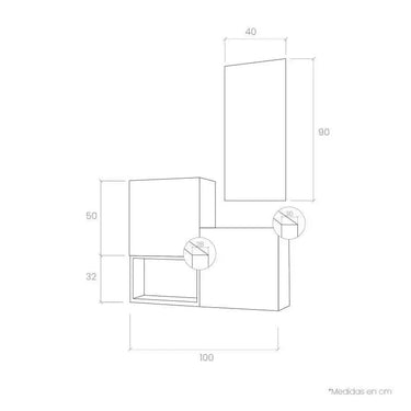 Mueble recibidor Florencia mod. 8 en diseño contemporáneo con módulos y espejo para entrada organizada