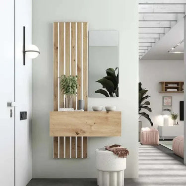 Mueble Recibidor FLORENCIA mod. 6 con espejo y almacenaje discreto de diseño moderno