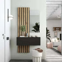 Mueble Recibidor FLORENCIA mod. 6 con panel palillera, puerta batiente y espejo rectangular.