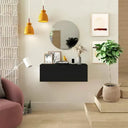 Mueble recibidor FLORENCIA mod. 9 con puerta batiente y espejo redondo para entrada compacta y moderna
