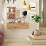 Mueble recibidor FLORENCIA mod. 7 con espejo redondo y almacenamiento combinado, diseño minimalista y bicolor.