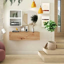 Mueble recibidor FLORENCIA mod. 7 con espejo redondo y cubos abiertos y cerrados, diseño minimalista y funcional para entrada de hogar