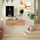 Mueble recibidor FLORENCIA mod. 7 con espejo redondo y almacenamiento combinado para entrada minimalista