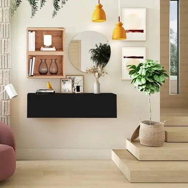 Mueble recibidor FLORENCIA mod. 7 minimalista con espejo redondo y almacenamiento combinado