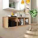 Mueble recibidor FLORENCIA mod. 7 con espejo redondo y cubos de almacenamiento, diseño minimalista y funcional.
