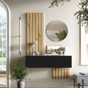 Mueble Recibidor FLORENCIA mod. 5 con espejo redondo y puerta batiente moderno y funcional