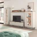 Salón NAPOLI con vitrina alta y baja, mueble de TV y estante superior moderno y funcional