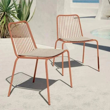 Silla de jardín AHOLA, pack 4 udes. apilables de estructura metálica resistente exterior