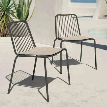 Silla de jardín AHOLA, pack 4 udes. metálicas apilables para exterior