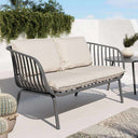 Sillón de jardín ABURA con cojines beige y estructura metálica