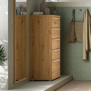sinfonier de cinco cajones GENOVA blanco para dormitorio con diseño sencillo y práctico