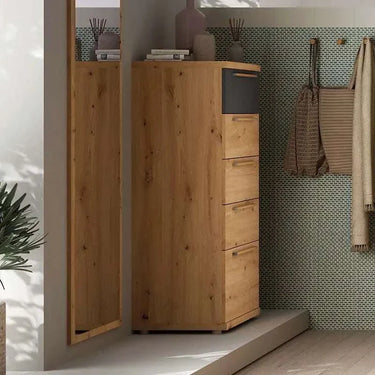 Sinfonier de cinco cajones diseño sencillo y práctico color madera colección Génova