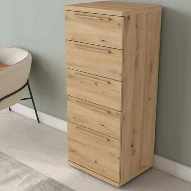 Sinfonier de cinco cajones GENOVA en madera de diseño sencillo y práctico para dormitorio