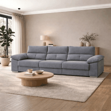 Sofá cama 3 plazas 300 cm modelo FLOG con tapizado antimanchas y patas cromadas