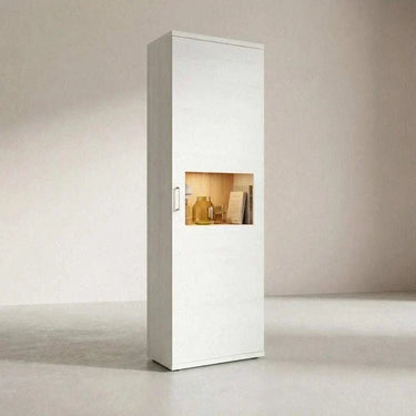Mueble salón comedor BOLONIA estilo nórdico con vitrinas y mueble TV moderno y funcional