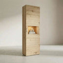 Mueble salón comedor BOLONIA estilo nórdico moderno con vitrinas y mueble TV en madera natural