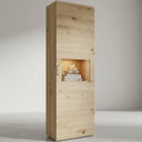 Mueble salón comedor BOLONIA estilo nórdico moderno con vitrinas y mueble TV en madera natural
