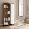 Vitrina asimétrica salón Tivoli con cristal Olas y perfil aluminio negro