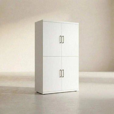 Composición salón-comedor Bolonia estilo nórdico con módulos y estantería en madera natural