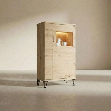 Mueble salon comedor BOLONIA moderna con vitrina y mueble TV en ambiente elegante y funcional