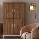 Composición de salón ASTI ambiente 3 con mueble TV y vitrina de madera reciclada, diseño elegante y funcional.