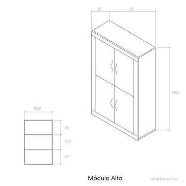 Composición de salón ASTI ambiente 3 con mueble TV y vitrina de cuatro puertas en diseño moderno y funcional