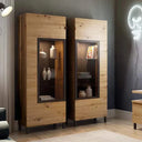 Armario vitrina moderno de madera melamínica CATANIA 2 mod. 1, con acabados personalizados y diseño luminoso.