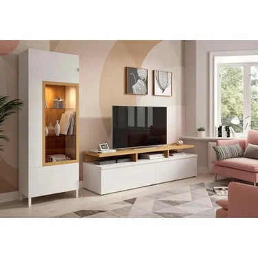 Vitrina de comedor CATANIA 2 mod. 1 en melamina, armario vitrina moderno y luminoso de suelo